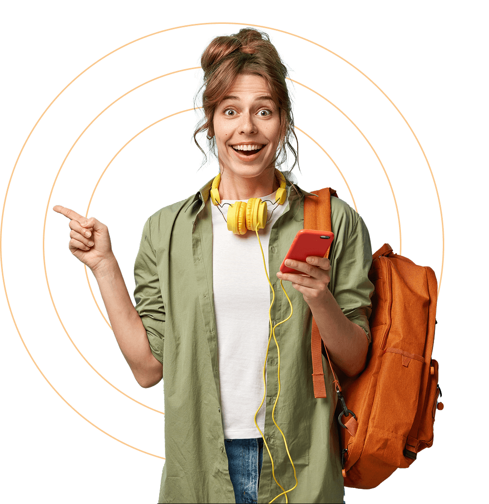 Girl with backpack