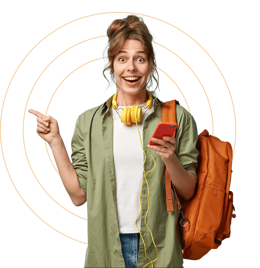 Girl with backpack